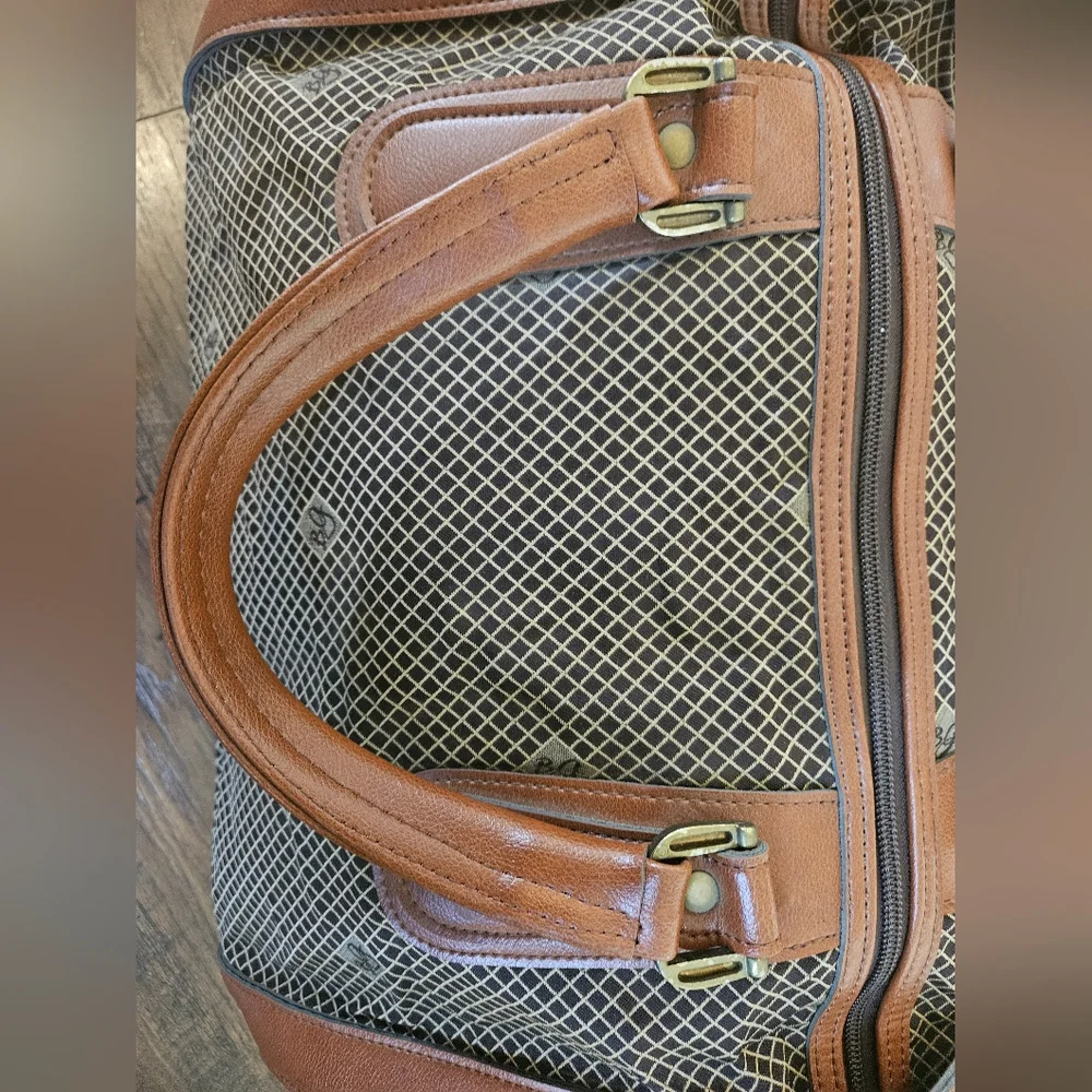Bg Brown Leather Accent Travel Duffel Bag